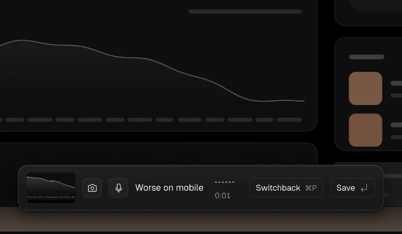 The capture bar holding the new screenshot, with “Worse on mobile” typed beside it.